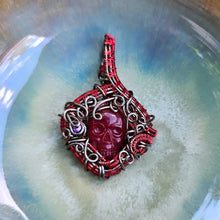 Load image into Gallery viewer, Red Quartz Skull Pendant