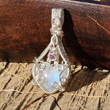 Load image into Gallery viewer, Rainbow Moonstone Dainty Heart Pendant
