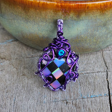 Load image into Gallery viewer, Aurora Opal and Onyx Inlay Heart Pendant