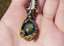Load image into Gallery viewer, Dainty Rainbow Obsidian Pendant
