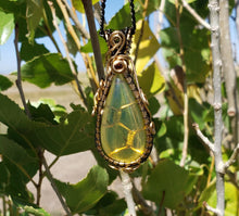 Load image into Gallery viewer, Beach Glass Amber Honeycomb Pendant