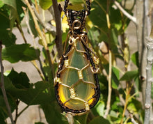 Load image into Gallery viewer, Beach Glass Amber Honeycomb Pendant