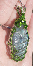 Load image into Gallery viewer, Carved Labradorite Coffin Pendant
