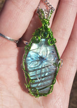 Load image into Gallery viewer, Carved Labradorite Coffin Pendant