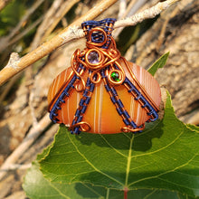 Load image into Gallery viewer, Red Banded Agate Pumpkin Pendant