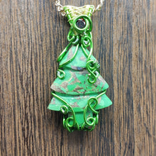 Load image into Gallery viewer, Green Mojave Turqouise Tree Pendant