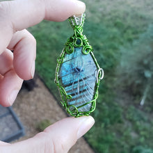 Load image into Gallery viewer, Carved Labradorite Coffin Pendant