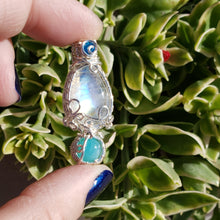 Load image into Gallery viewer, Rainbow Moonstone & Peruvian Blue Opal Pendant