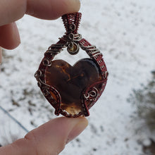 Load image into Gallery viewer, Petrified Opal Wood Heart Pendant