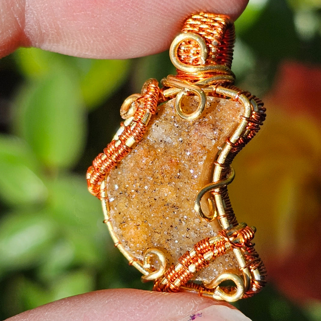 Druzy Moon Pendant
