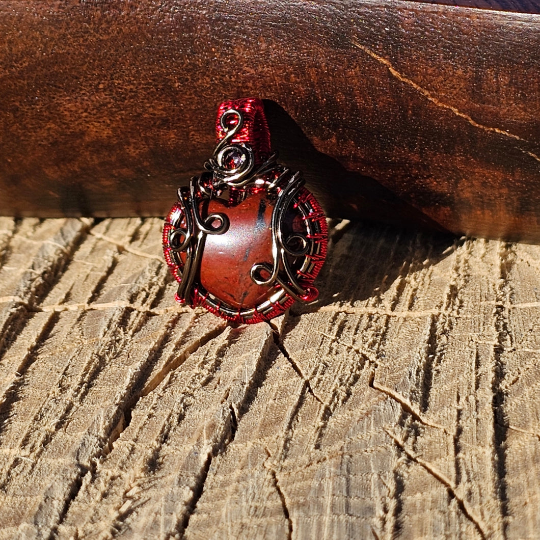 Red Japser Dainty Heart Pendant