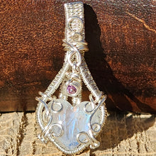 Load image into Gallery viewer, Rainbow Moonstone Dainty Heart Pendant
