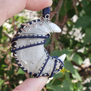 Large Rainbow Moonstone Moon Pendant