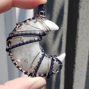 Large Rainbow Moonstone Moon Pendant