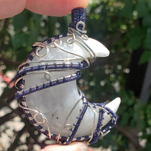 Large Rainbow Moonstone Moon Pendant