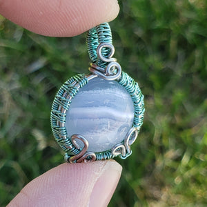 Dainty Blue Lace Agate Pendant