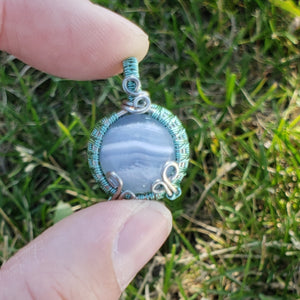 Dainty Blue Lace Agate Pendant