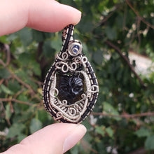 Load image into Gallery viewer, Obsidian Cat Dainty Heady Pendant
