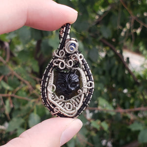 Obsidian Cat Dainty Heady Pendant