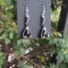 Load image into Gallery viewer, Black Onyx Dainty Dangle Earrings
