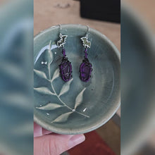 Load and play video in Gallery viewer, Amethyst Coffin Earrings with Bats
