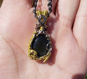 Dainty Rainbow Obsidian Pendant