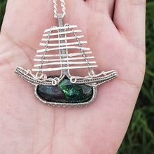 Load image into Gallery viewer, Chrysocolla Pirate Ship Pendant
