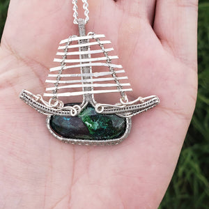 Chrysocolla Pirate Ship Pendant