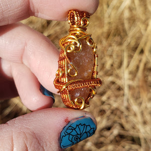 Dainty Orange Agate Druzy Pendant