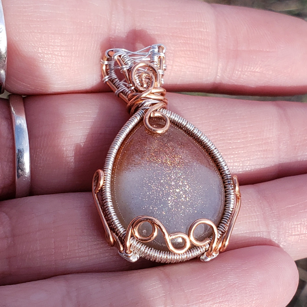 Moonstone with Sunstone Inclusion Pendant
