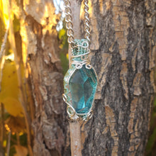 Load image into Gallery viewer, Blue Glass Coffin Pendant

