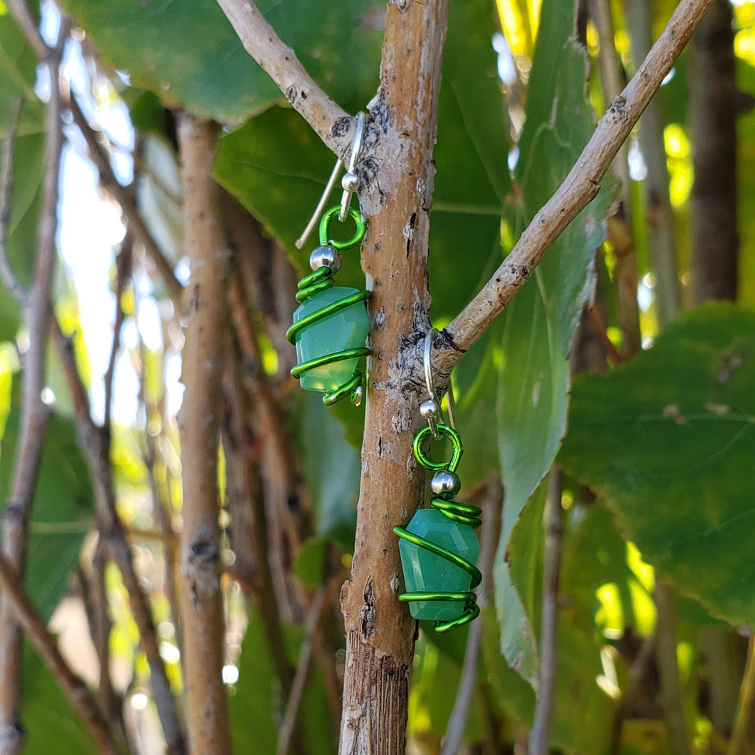 Chrysoprase Coffin Earrings