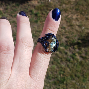 Labradorite Skull Ring Size 6