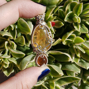 Citrine & Ceylonese Hessonite Garnet Pendant