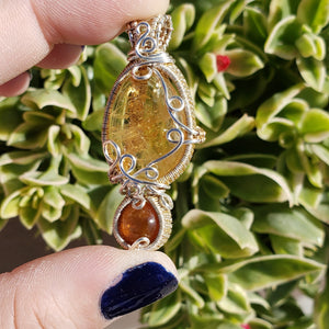 Citrine & Ceylonese Hessonite Garnet Pendant