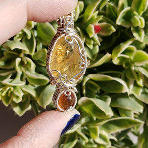 Citrine & Ceylonese Hessonite Garnet Pendant