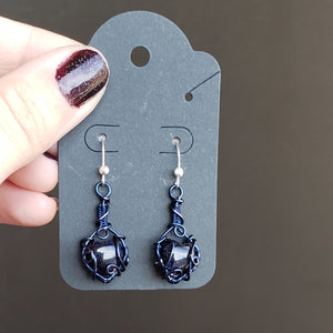 Blue Goldstone Heart Earrings