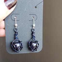 Load image into Gallery viewer, Blue Goldstone Heart Earrings
