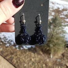 Load image into Gallery viewer, Blue Goldstone Heart Earrings
